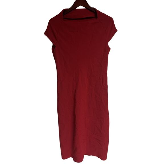 Theory Dress Women's Size S Red Shift Sheath Midi Preppy Zip Classic - Picture 1 of 5
